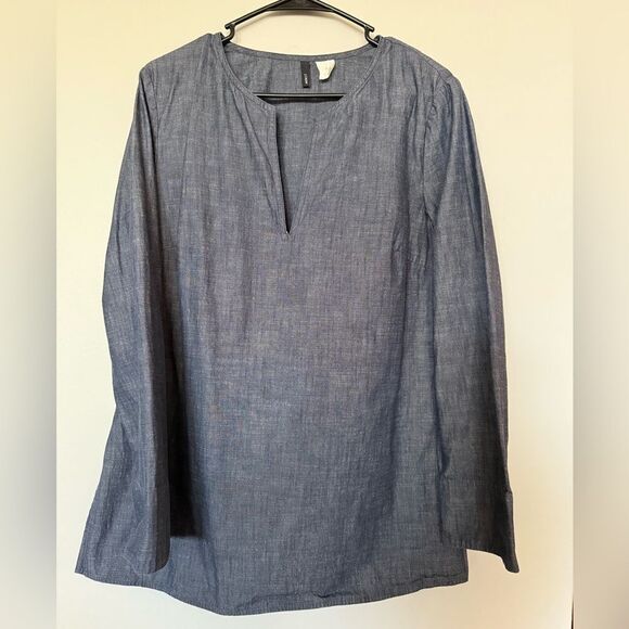 J. Crew Blue Long Sleeve Tunic Top Size Medium - Picture 6 of 8